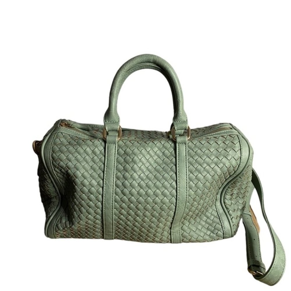 Urban Expressions Green Woven Weave Shoulder Satchel Tote Bag - Picture 3 of 9